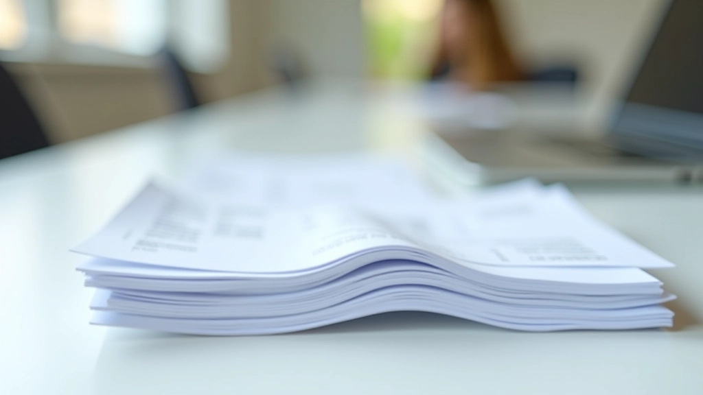 Organisierte Stapel von Rechnungen und Belegen auf einem Schreibtisch