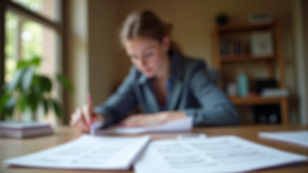 Frau organisiert ihre Finanzdokumente und Rechnungen übersichtlich am Schreibtisch